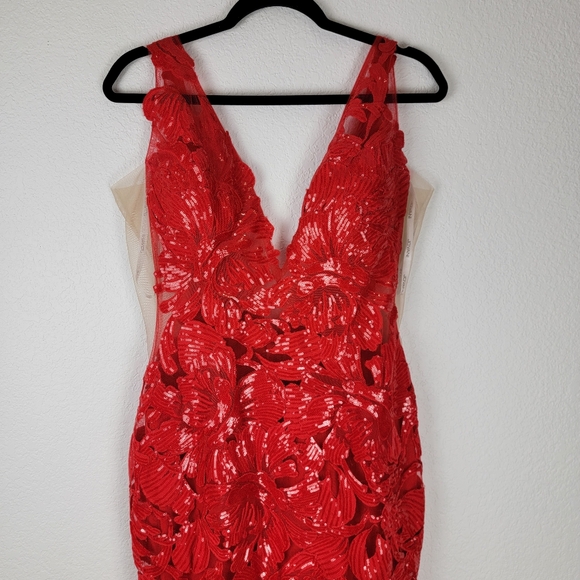 Jovani Red Lace Evening Gown - Picture 10 of 16